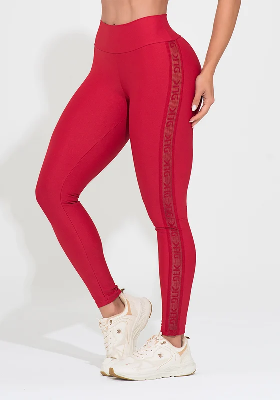 Legging Fitness Feminina Vermelha Elástico Lateral Action Dlk VERMELHO / PP