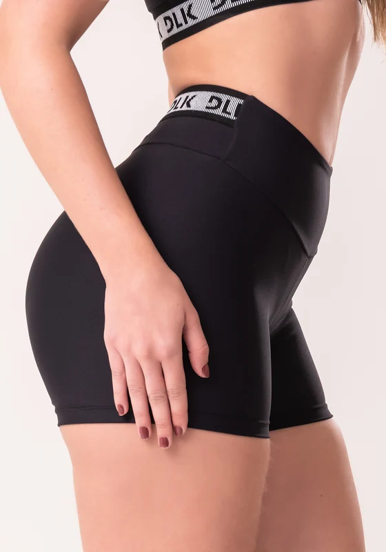 Short Fitness Feminino Preto Com Elástico Canelado Nas Costas Intense Dlk PRETO / G