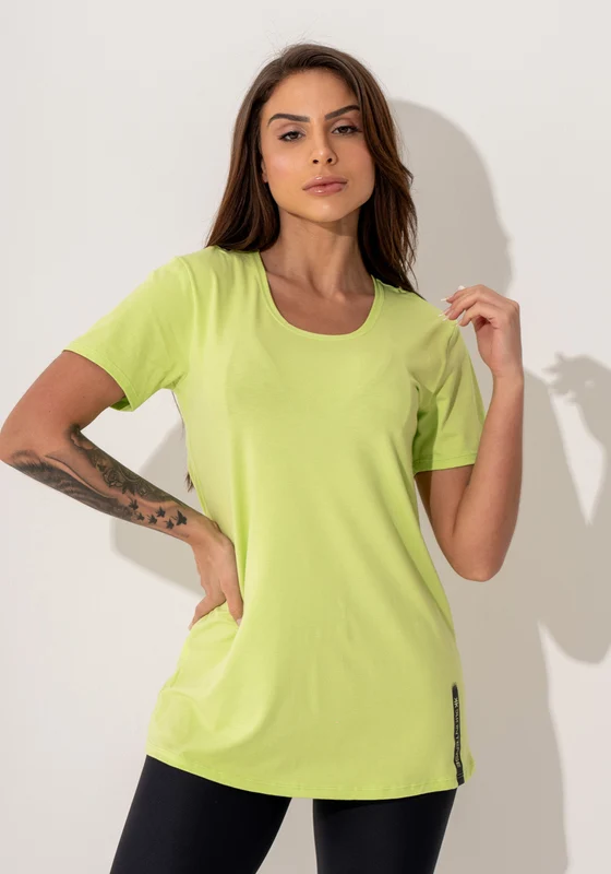 Blusa Fitness Feminina Verde Lima Viscolycra Com Silk Intense Dlk VERDE / GG