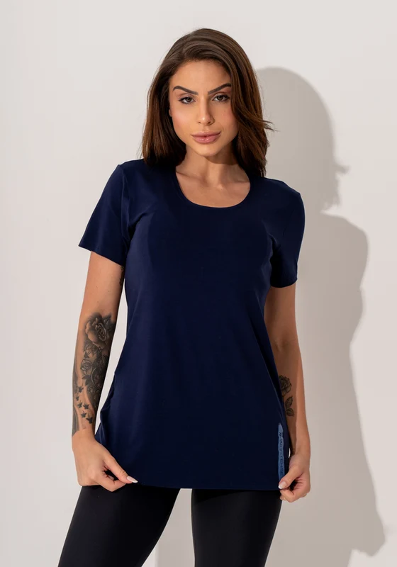 Blusa Fitness Feminina Marinho Viscolycra Com Silk Intense Dlk AZUL MARINHO / G