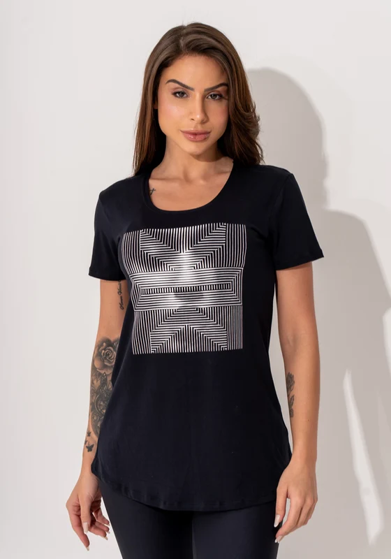 Blusa Fitness Feminina Preto Viscolycra Com Silk Face Intense Dlk PRETO / GG