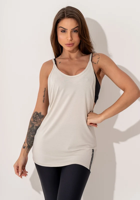 Camiseta Fitness Feminina Viscolycra Off White Maxxi Cava com Silk Intense Dlk OFF WHITE / G