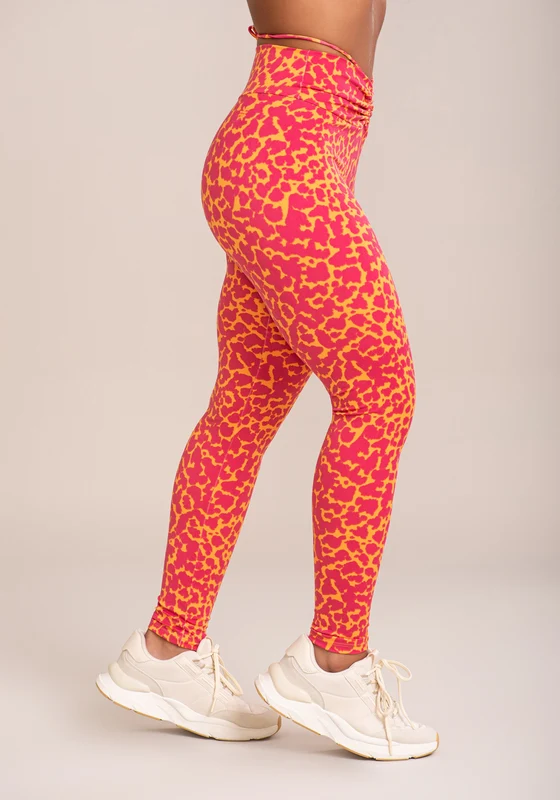 Legging Fitness Feminina Euphoria Com Franzido E Amarração Estampa Spot Orange Dlk LARANJA / M