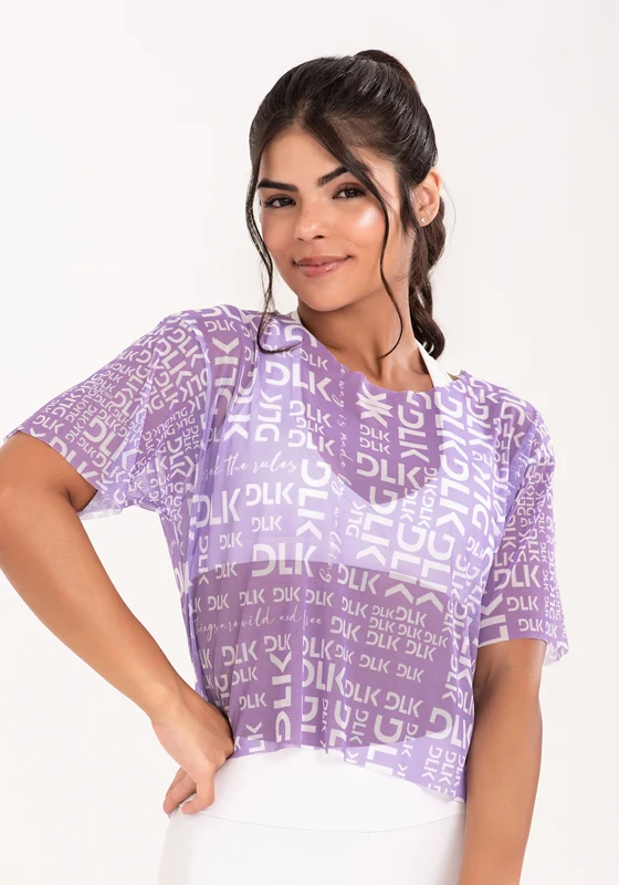 Blusa De Tule Feminina Estampada Frases Lilás Printed Dlk ROXO / M