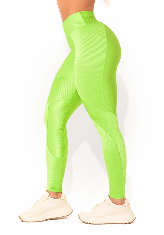Legging Fitness Feminina Verde Canelada Com Recortes Elegance Dlk VERDE / M