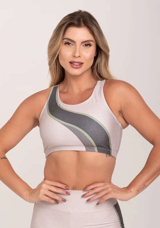 Top Fitness Feminino Nadador Estampado Belive Off White Printed Dlk OFF WHITE / GG