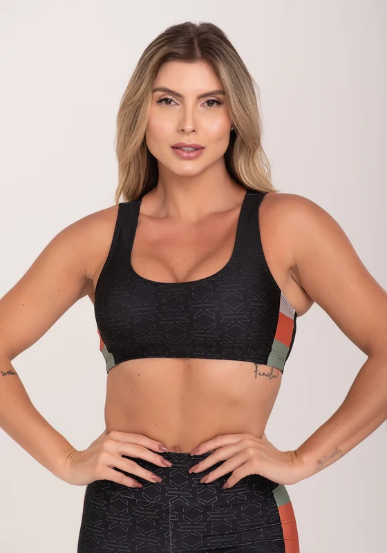 Top Fitness Feminino Estampado Motivation Preto Printed Dlk PRETO / GG