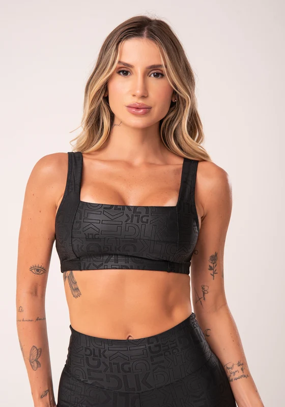 Top Shine Texturizado Decote Reto Preto Dlk PRETO / M