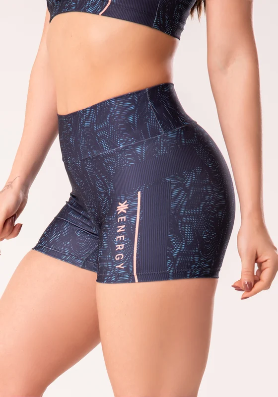 Short Fitness Feminino Estampado Energy Azul Printed Dlk AZUL MARINHO / GG