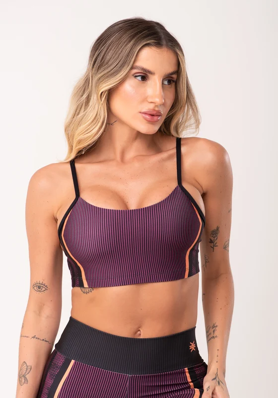 Top Fitness Feminino Com Bojo Estampado Strong Rosa Printed Dlk ROSA / P
