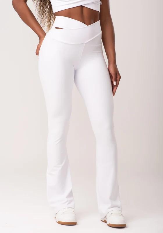 Calça Flare Branco Com Cós Transpassado New Age Dlk BRANCO / M