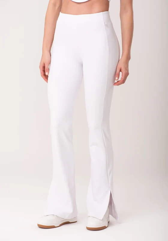Calça Flare Branco Com Fenda New Age Dlk BRANCO / G