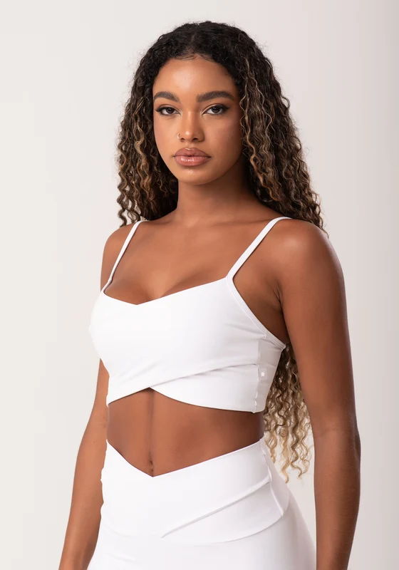 Top Fitness Feminino Branco Transpassado New Age Dlk BRANCO / G