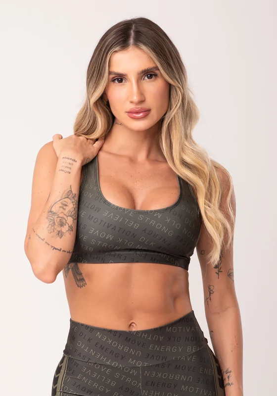 Top Fitness Feminino Estampado Authentic Verde Printed Dlk VERDE / G