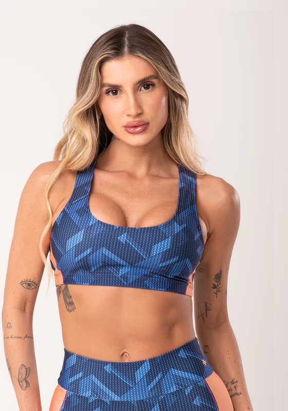 Top Fitness Feminino Estampado Brave Azul Printed Dlk AZUL / GG
