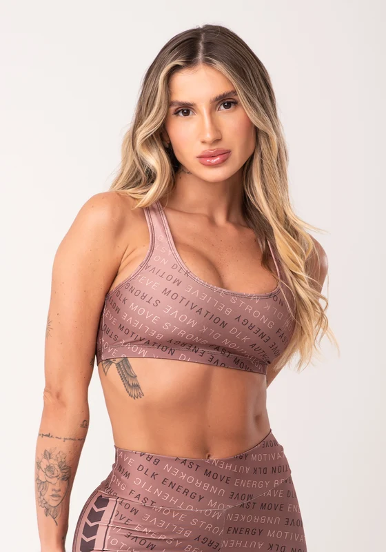 Top Fitness Feminino Estampado Authentic Marrom Printed Dlk MARROM / G