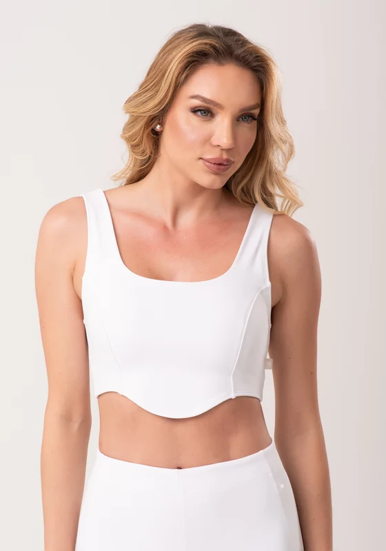 Top Corselet Fitness Feminino Branco New Age Dlk BRANCO / G
