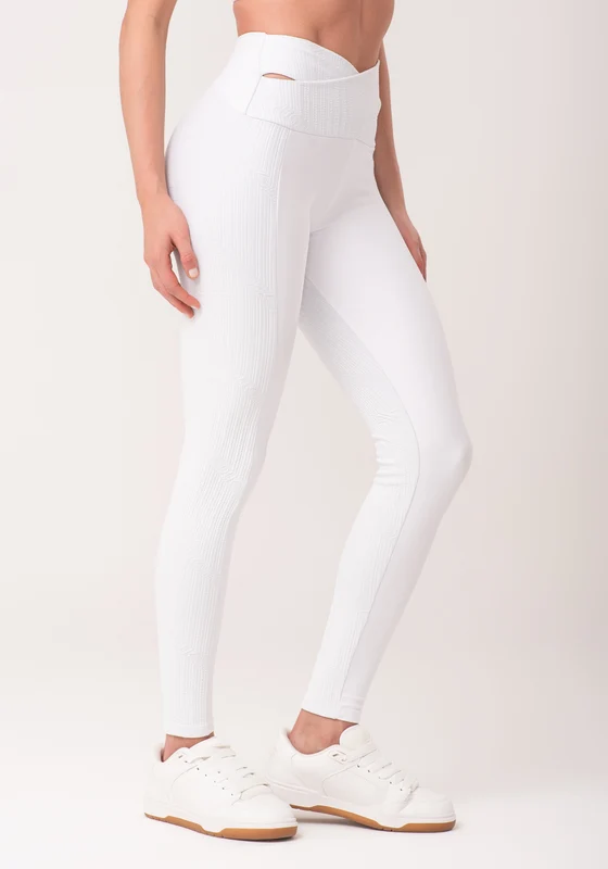 Legging Fitness Feminina Branco Com Cós Transpassado New Age Dlk BRANCO / M