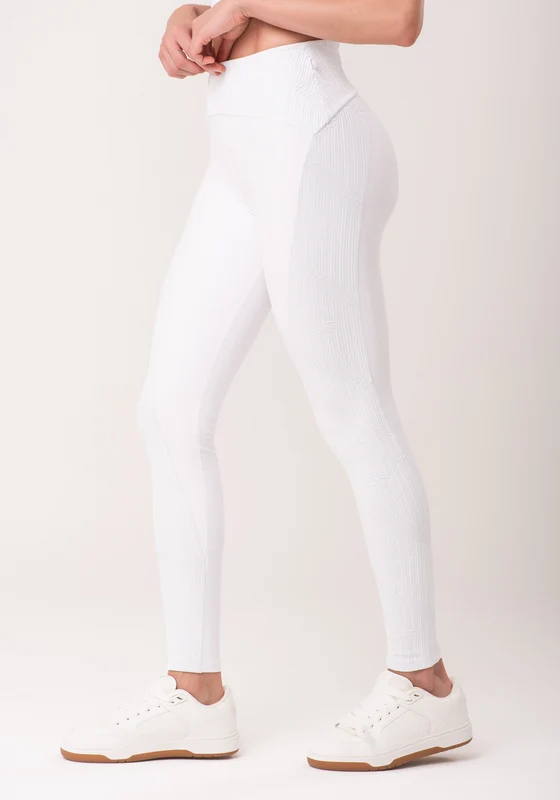 Legging Fitness Feminina Branco Com Recortes New Age Dlk BRANCO / M