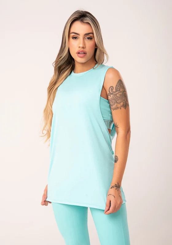 Camiseta Fitness Feminina Verde Maxi Cava Flow Dlk VERDE / GG
