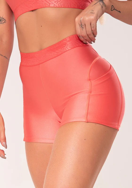 Short Fitness Feminino Coral Com Bolsos Laterais E Elástico Flow Dlk CORAL / G
