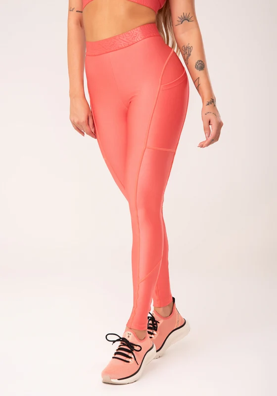 Legging Fitness Feminina Coral Com Bolsos Laterais E Elástico Flow Dlk CORAL / G