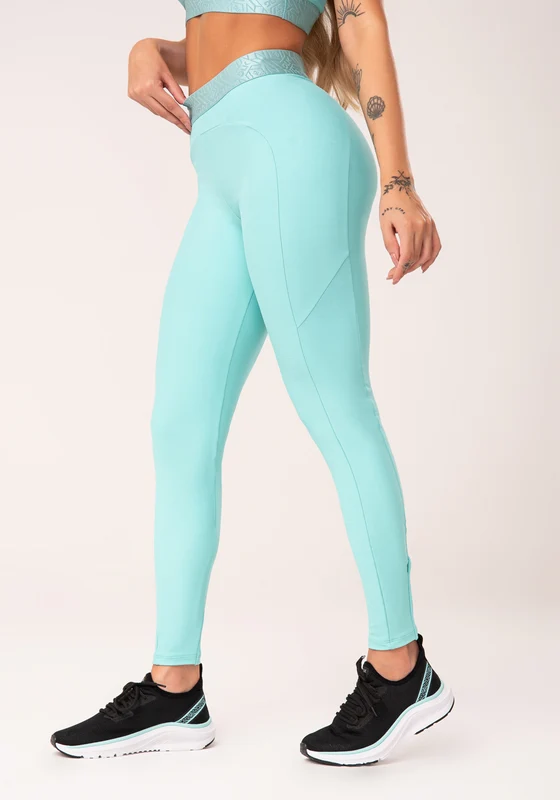 Legging Fitness Feminina Verde Com Recortes E Elástico Na Cintura Flow Dlk VERDE / GG