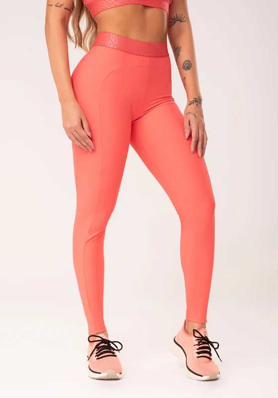Legging Fitness Feminina Coral Com Recortes E Elástico Na Cintura Flow Dlk CORAL / P