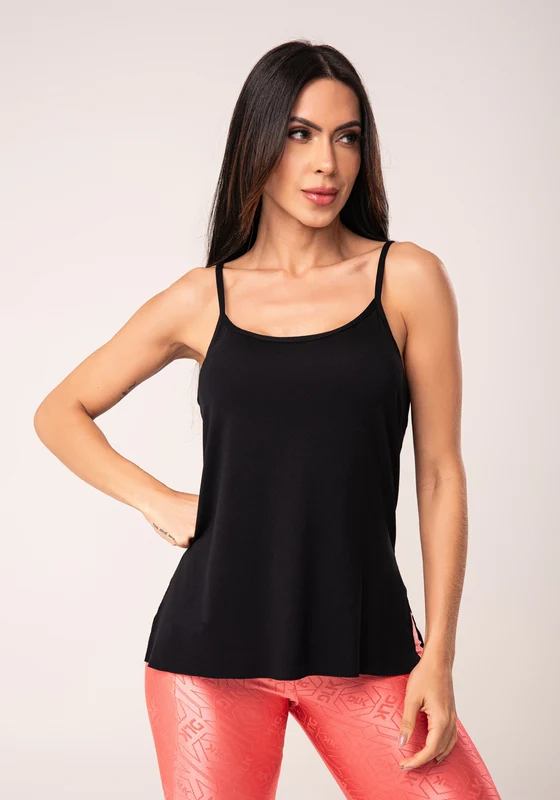 Camiseta Feminina Preto Alças Finas Flow Dlk PRETO / M