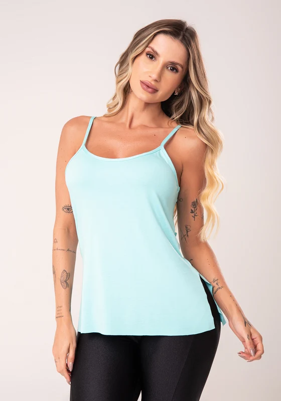 Camiseta Feminina Verde Alças Finas Flow Dlk VERDE / G