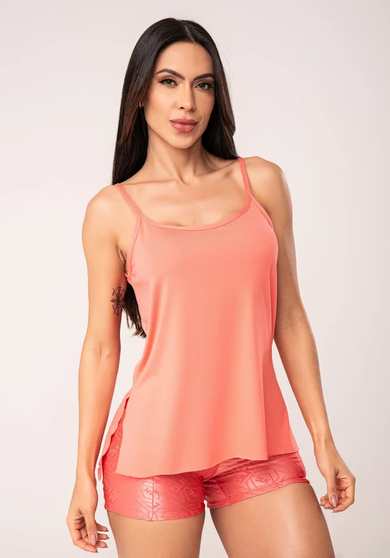 Camiseta Feminina Coral Alças Finas Flow Dlk CORAL / M