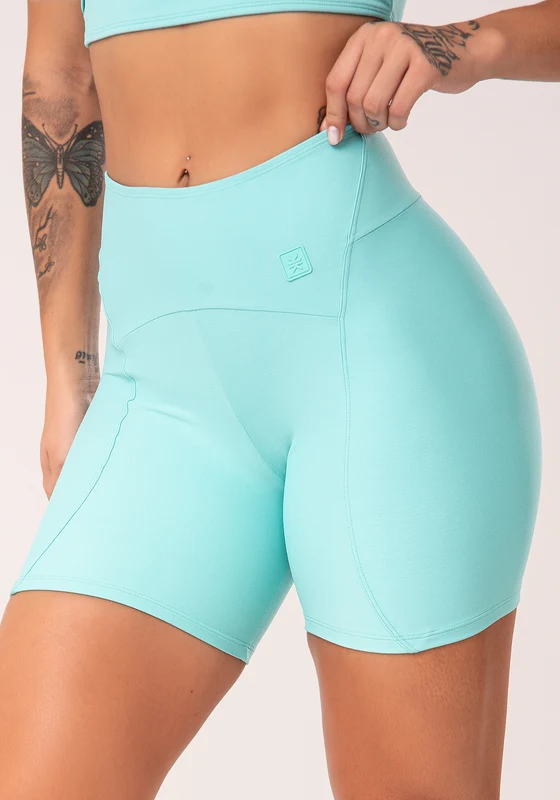 Bermuda Fitness Feminina Verde Com Recortes E Pesponto Flow Dlk VERDE / M