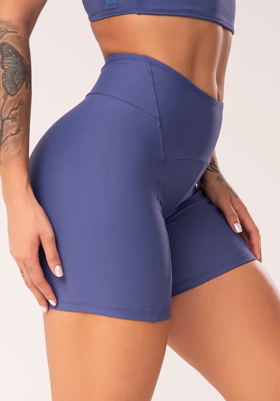 Bermuda Fitness Feminina Azul Com Recortes E Pesponto Flow Dlk AZUL / M