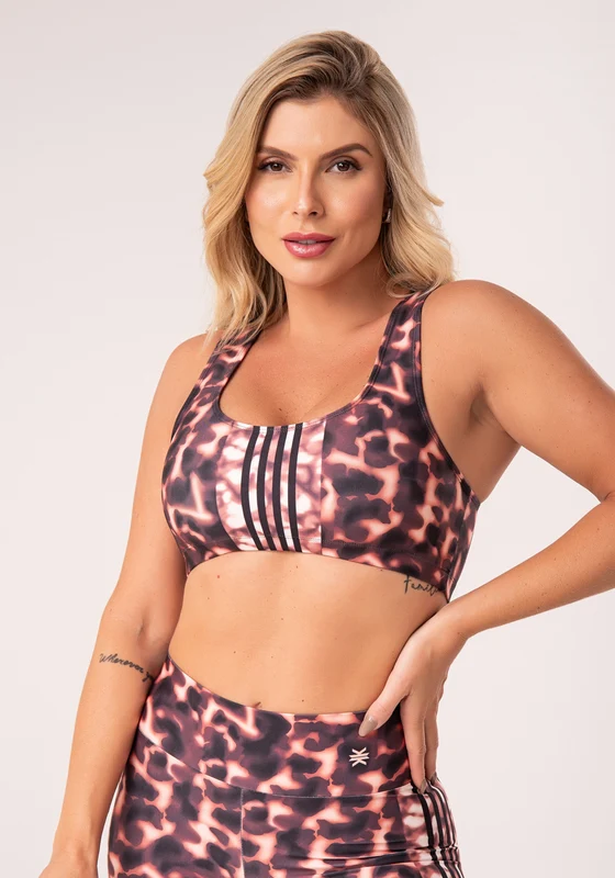 Top Fitness Feminino Estampado Casco De Tartaruga Marrom Printed Dlk ANIMAL PRINT / M