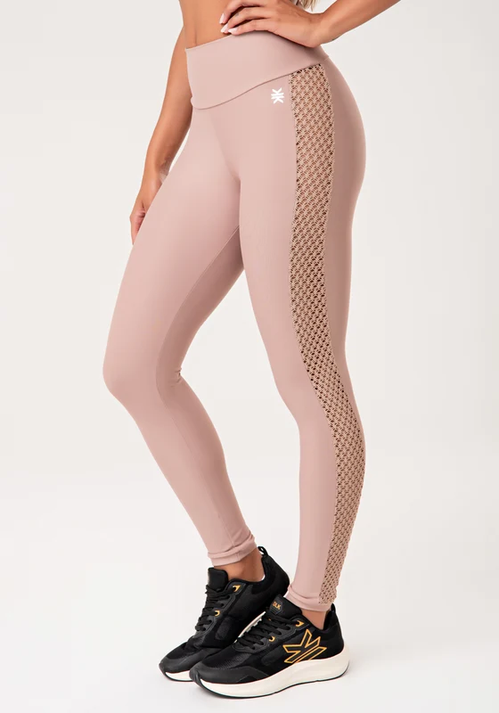 Legging Fitness Feminina Nude com Tela Lateral Lush Dlk NUDE / M