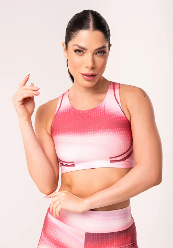 Top Fitness Feminino Nadador Estampado Tie Dye Listrado Rosé Printed Dlk ROSA / GG