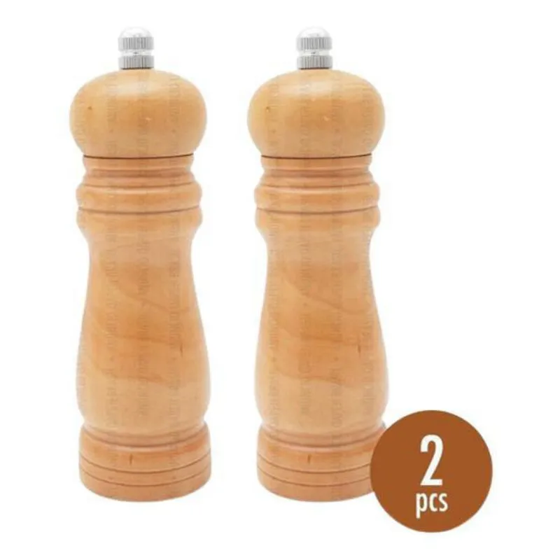 Kit 2 Moedores Madeira Engrenagens Cerâmica Sal E Pimenta