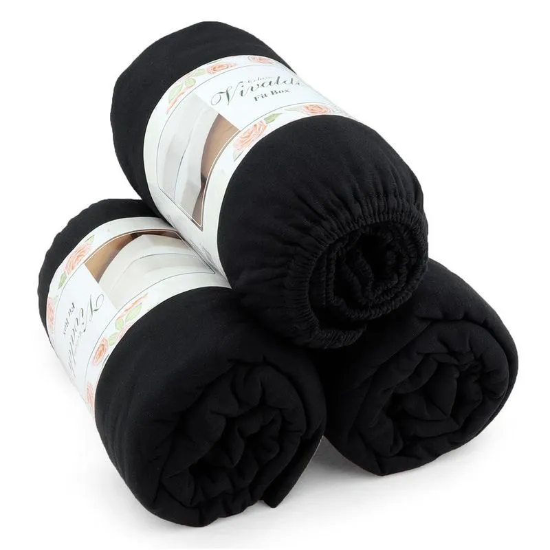 Kit 3pçs Para Revenda Solteiro Saia Fit Box Liso Preto