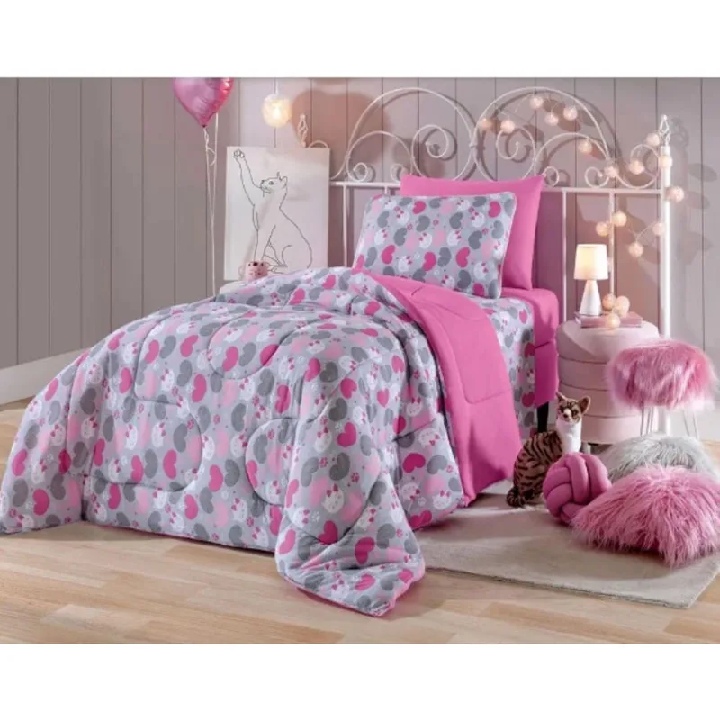 Jogo de Cama Solteiro Estampado vv Kids Kitty Girl