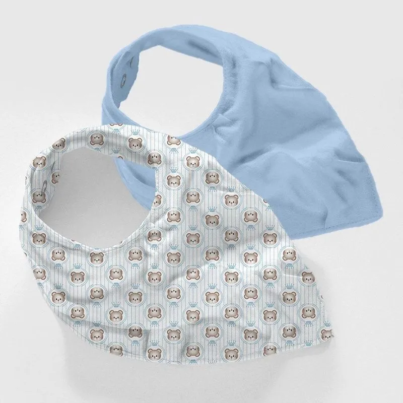 Babadores 2 Peças 100% Algodão Royal Baby Azul Vivaldi Baby