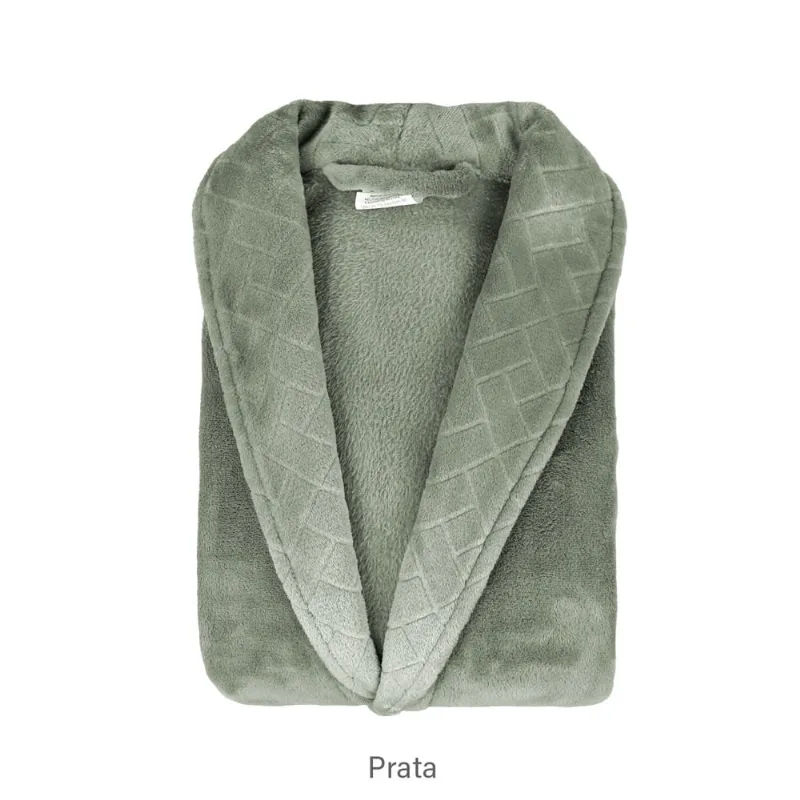 Roupão Microfibra Sofisticata com Gola Texturizado Prata M