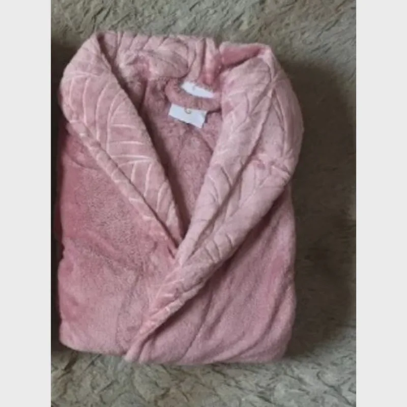 Roupão Microfibra Gola Texturizada Sofisticata Rosa Suave P