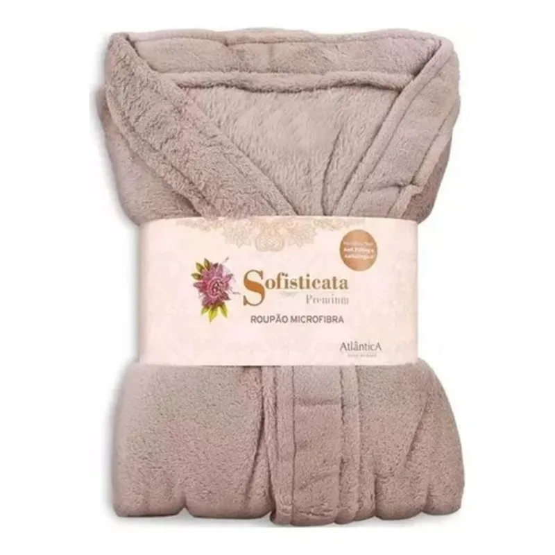 Roupão Microfibra Kimono Sofisticata Cor Linho M Atlântica