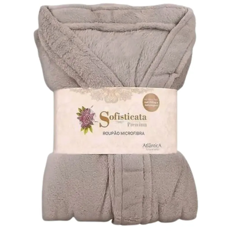 Roupão Kimono M Microfibra Sem Gola Sofisticata Nevoa - Porto Franco