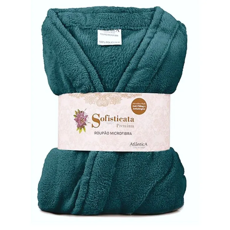 Roupão Kimono M Microfibra Sem Gola Sofisticata Verde Oceano - Porto Franco