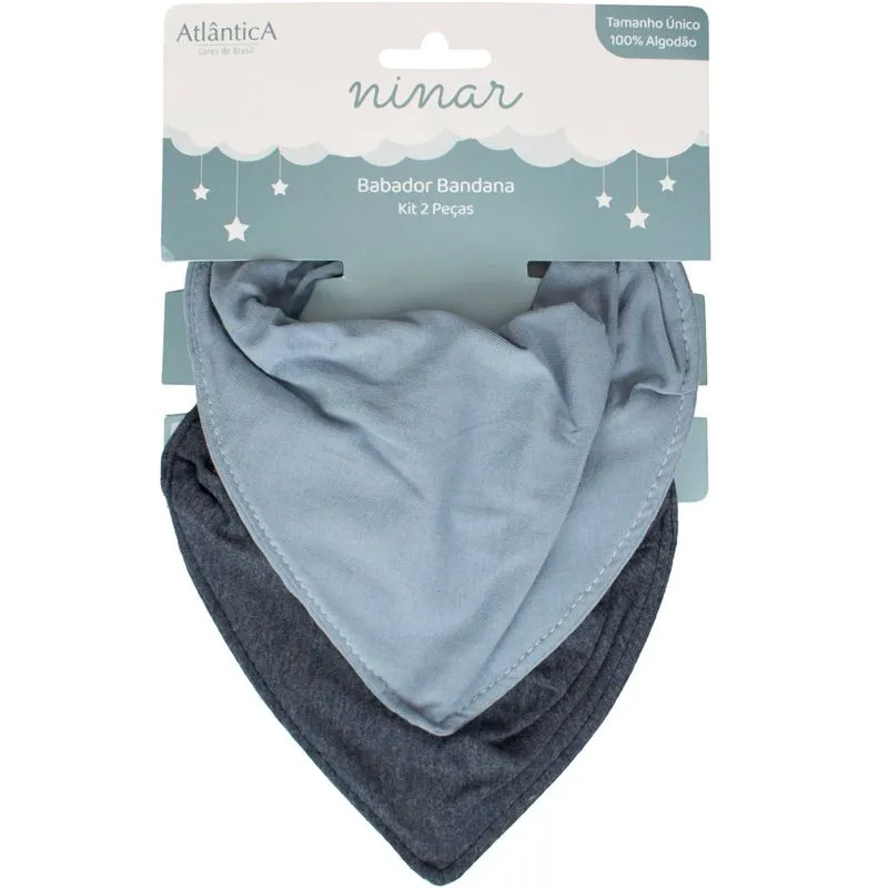 Babador Para Bebê Malha 2 Pçs Baby 100% Algodão Azul/mescla