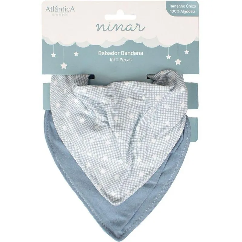 Babador Para Bebê Malha 2 Pçs Baby 100% Algodão Lua Azul