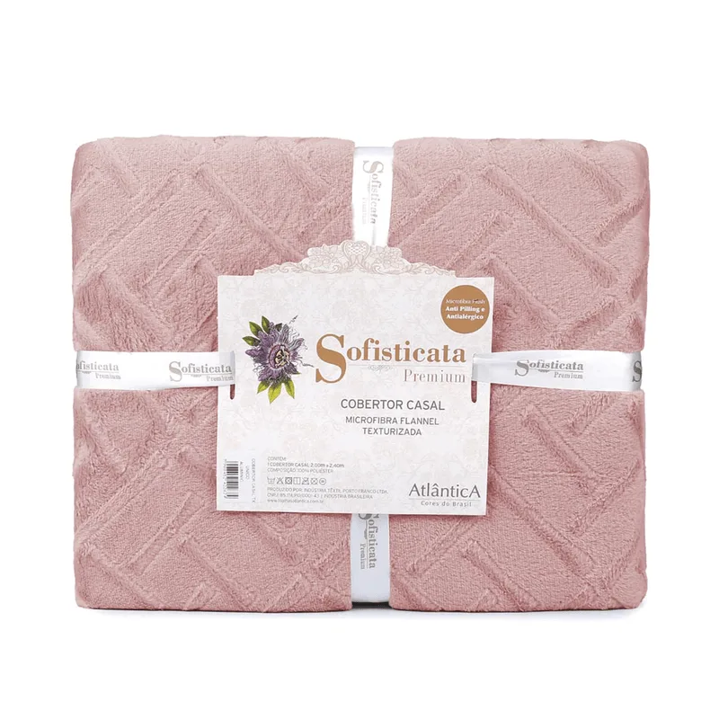 Cobertor Casal Microfibra Texturizado 2,00 x 2,40 Doce Rosa COBERTOR PORTO CASAL MIC/TX 200240 ROS