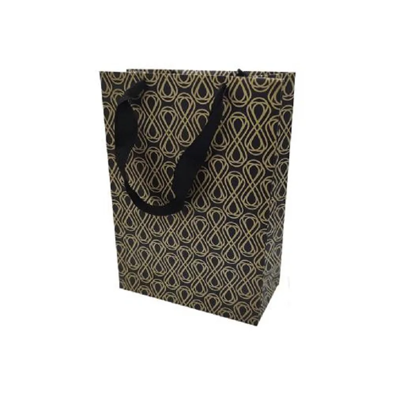 Sacola Presente Incomasa 33cm x 20,5cm Preto Ouro SACOLA PRESENTE INCO