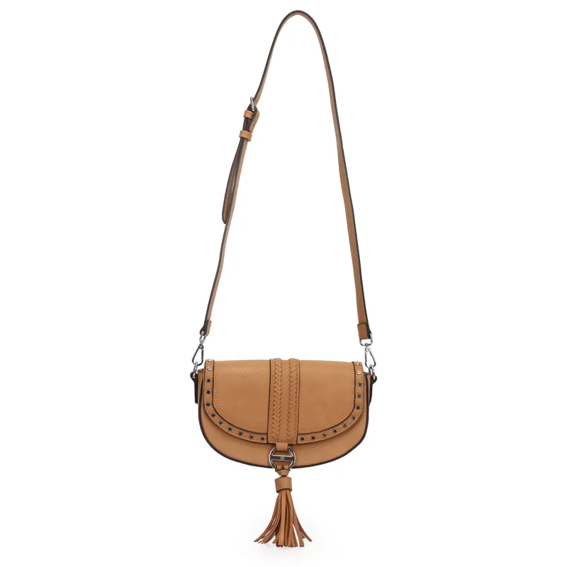 Bolsa Transversal Média Com Detalhe Em Metais E Barbicacho Camel - Wj